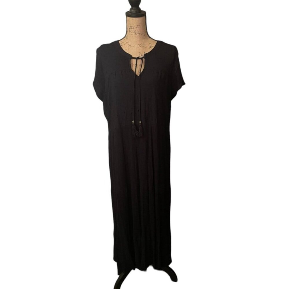 Sonoma Black Maxi Dress with Tie Neck